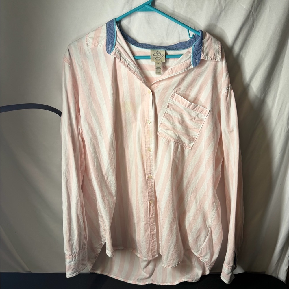 St. John's Bay Pink and White Casual Shirt